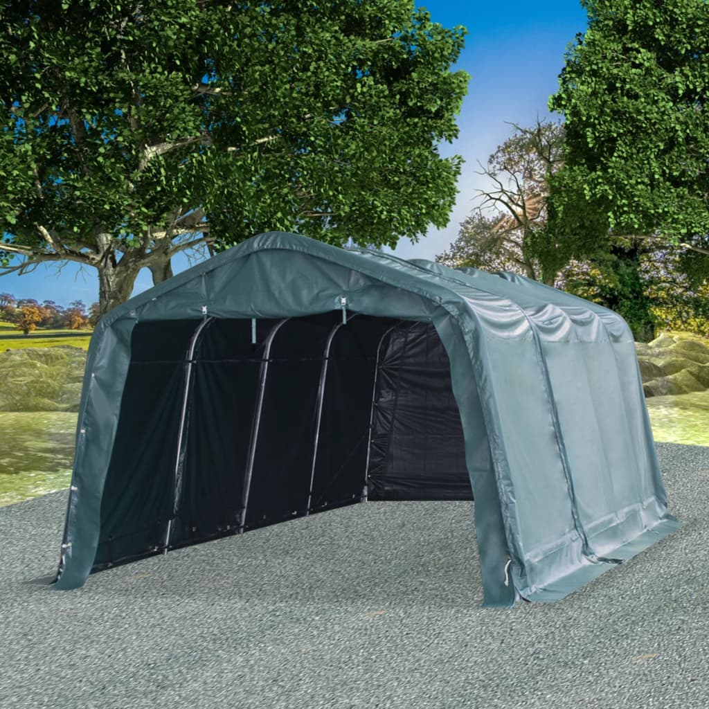 Tendone Bestiame Rimovibile PVC 550 g/mÂ² 3,3x6,4 m Verde Scuro