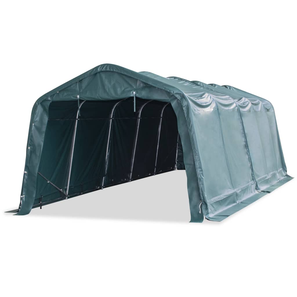 Tendone Bestiame Rimovibile PVC 550 g/mÂ² 3,3x8 m Verde Scuro