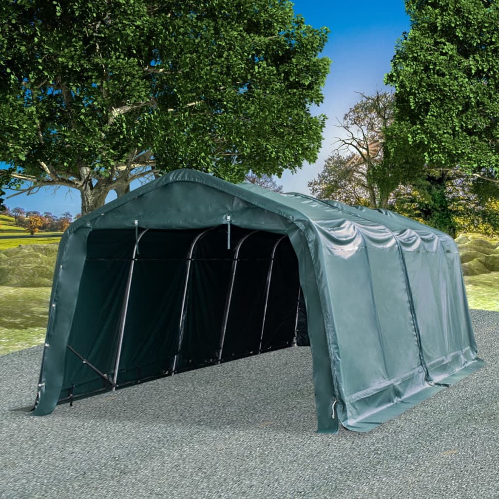 Tendone Bestiame Rimovibile PVC 550 g/mÂ² 3,3x8 m Verde Scuro