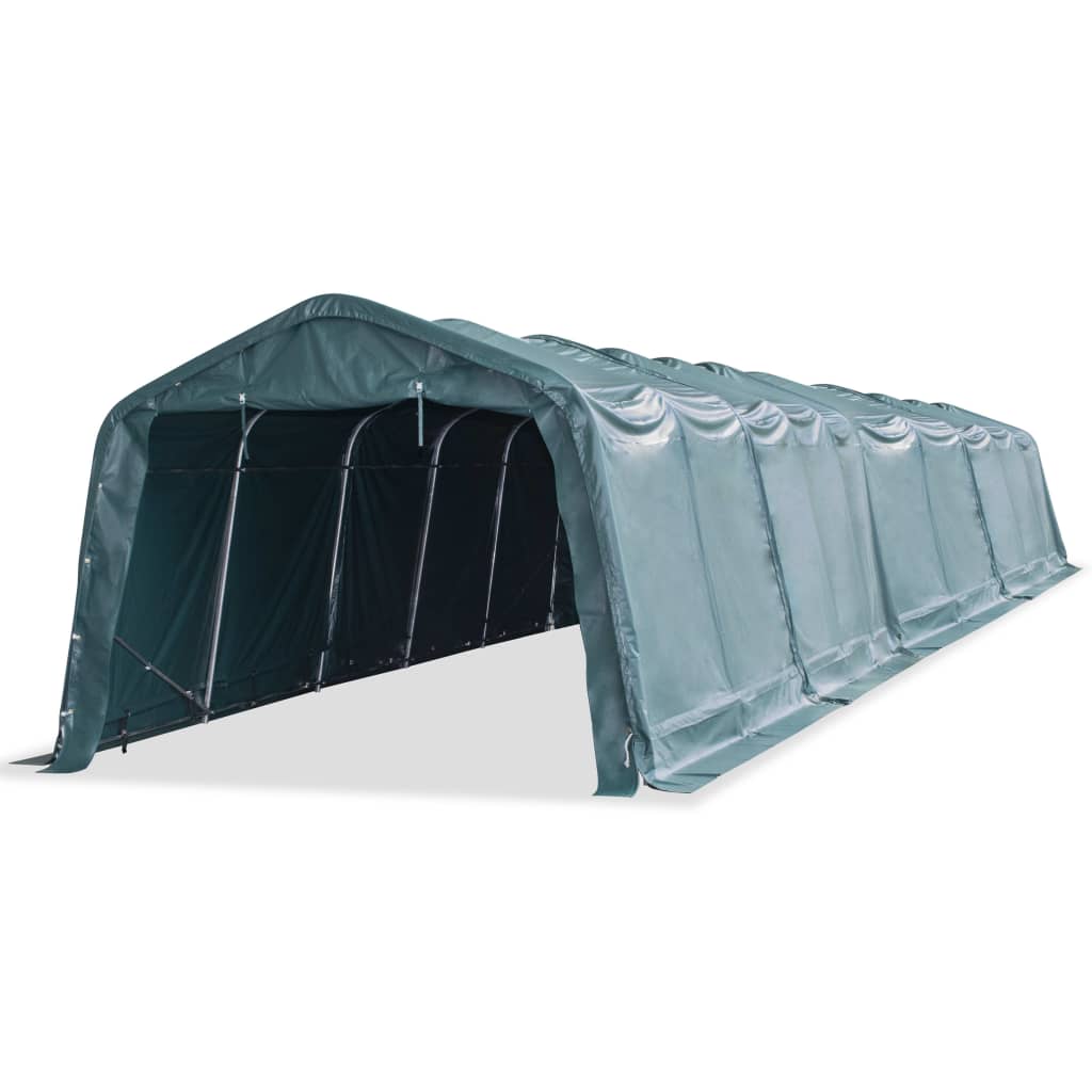 Tendone Bestiame Rimovibile PVC 550 g/mÂ² 3,3x16 m Verde Scuro