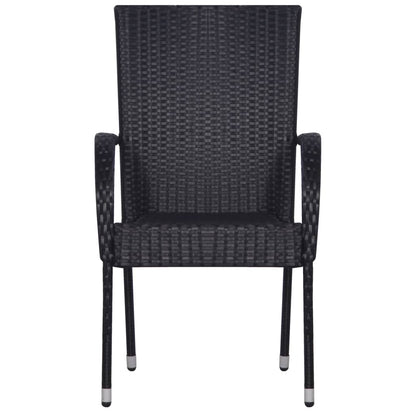 Sedie da Esterno Impilabili 4 pz in Polyrattan Nere