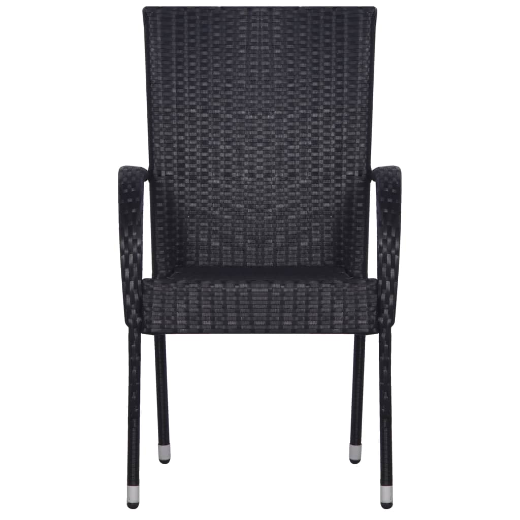 Sedie da Esterno Impilabili 6 pz in Polyrattan Nere
