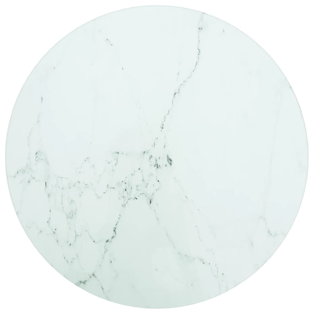 Piano per Tavolo Bianco Ã˜30x0,8 cm Vetro Temperato Design Marmo