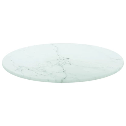 Piano per Tavolo Bianco Ã˜30x0,8 cm Vetro Temperato Design Marmo