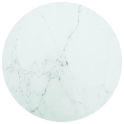 Piano per Tavolo Bianco Ã˜40x0,8 cm Vetro Temperato Design Marmo