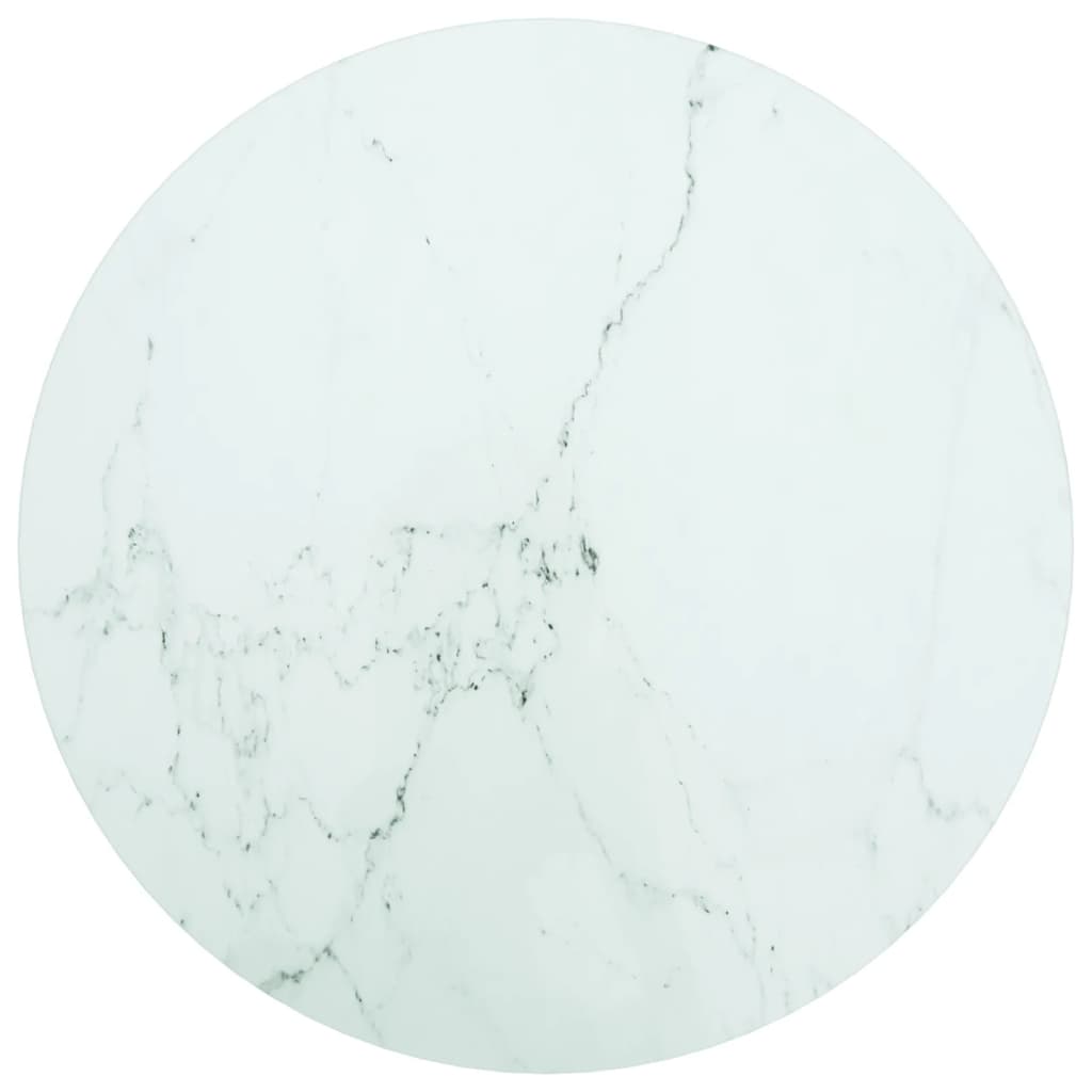 Piano per Tavolo Bianco ÃƒËœ50x0,8 cm Vetro Temperato Design Marmo