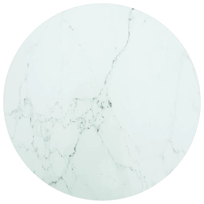 Piano per Tavolo Bianco ÃƒËœ50x0,8 cm Vetro Temperato Design Marmo