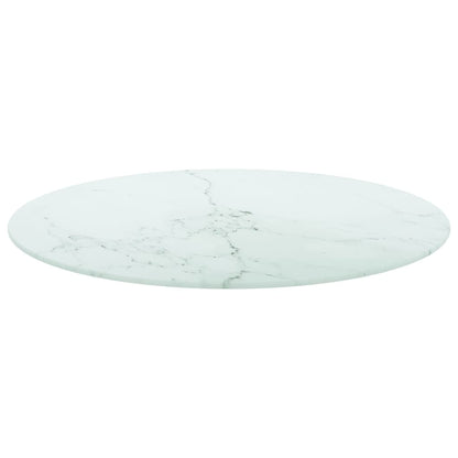 Piano per Tavolo Bianco ÃƒËœ60x0,8 cm Vetro Temperato Design Marmo
