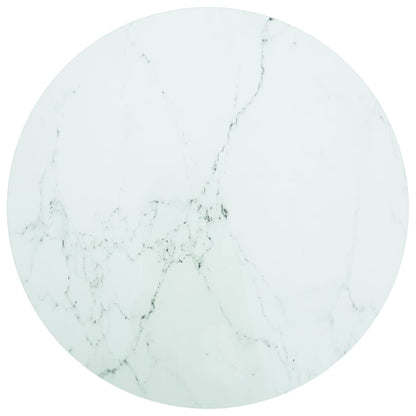 Piano per Tavolo Bianco Ã˜70x0,8 cm Vetro Temperato Design Marmo