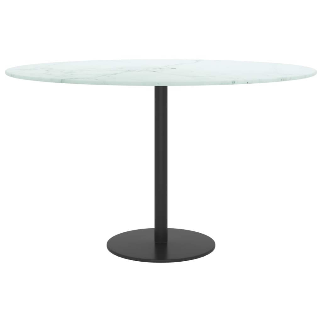 Piano per Tavolo Bianco Ã˜70x0,8 cm Vetro Temperato Design Marmo