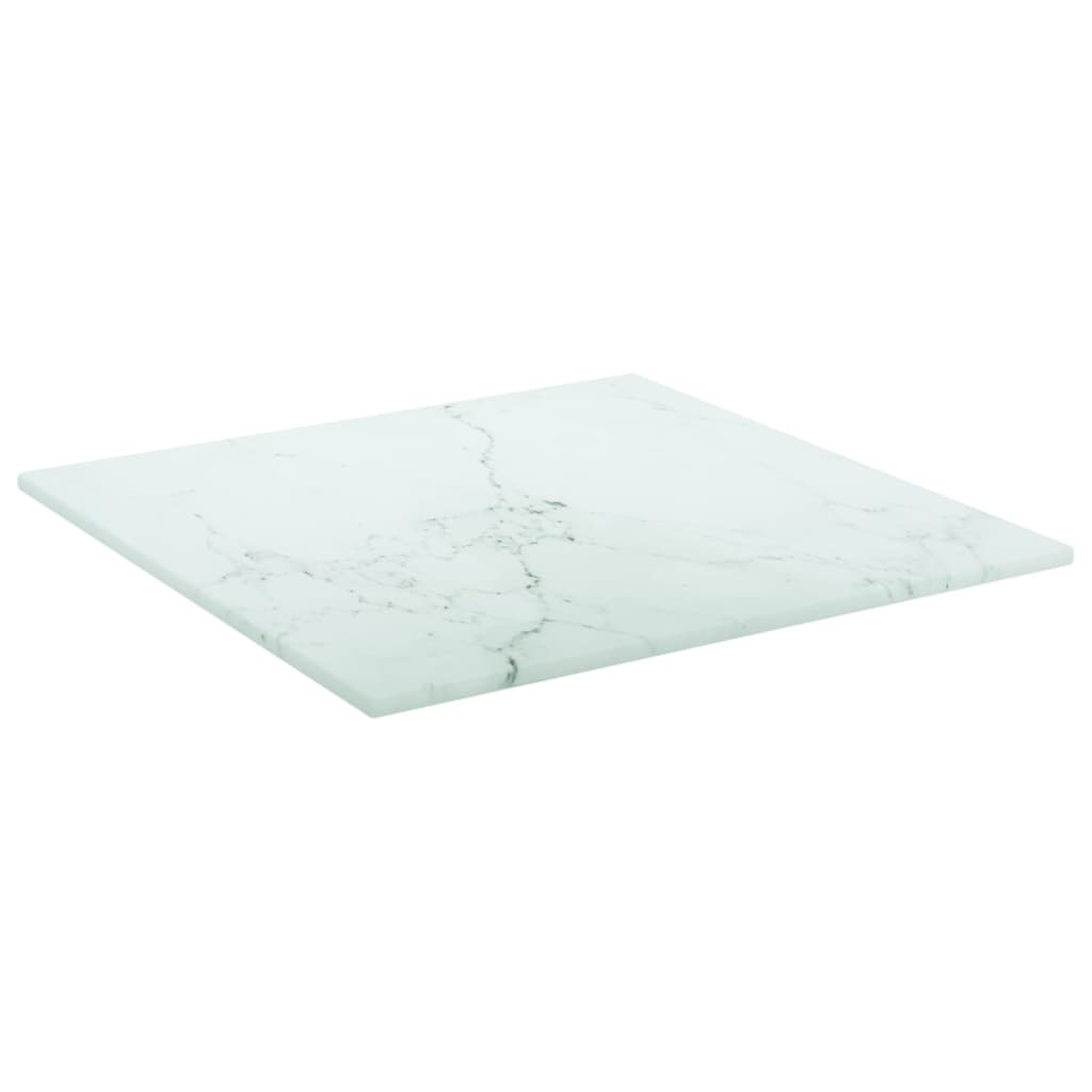 Piano Tavolo Bianco 30x30 cm 6 mm Vetro Temperato Design Marmo