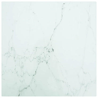 Piano Tavolo Bianco 40x40 cm 6 mm Vetro Temperato Design Marmo