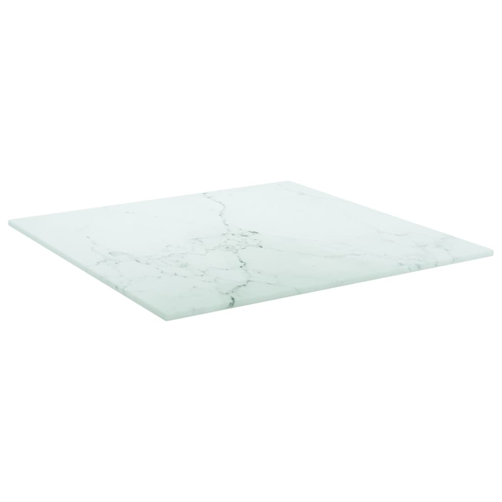 Piano Tavolo Bianco 40x40 cm 6 mm Vetro Temperato Design Marmo