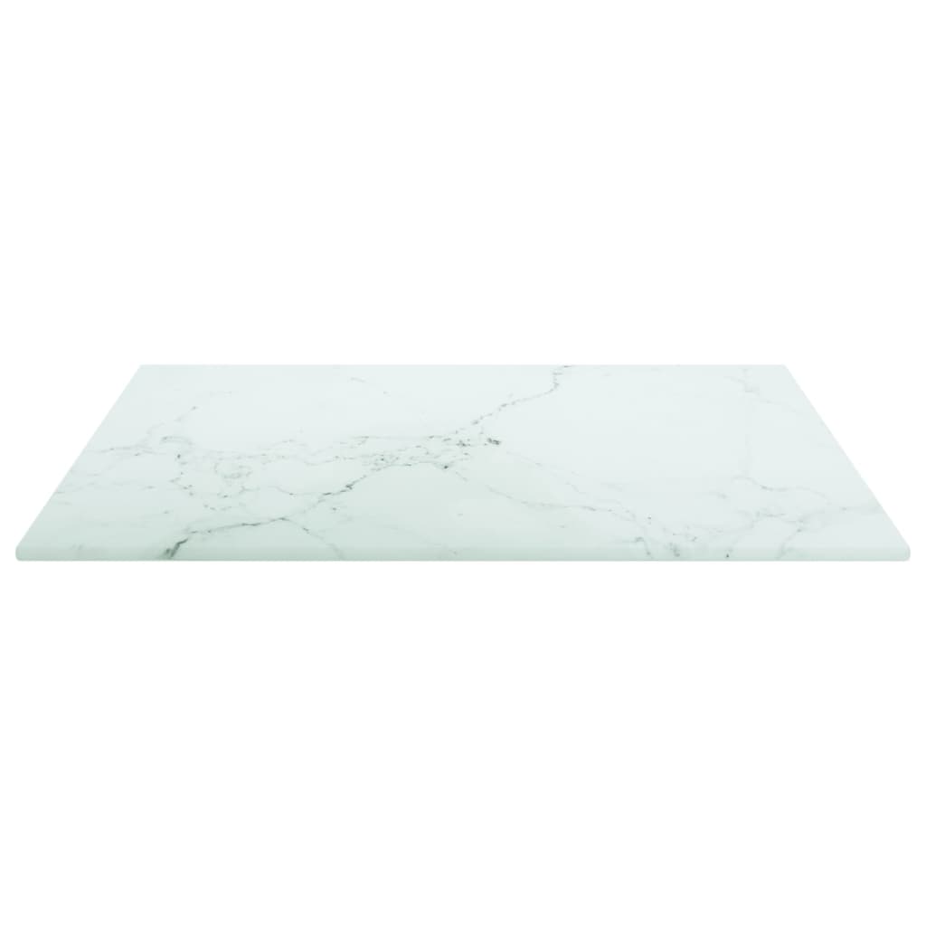 Piano Tavolo Bianco 40x40 cm 6 mm Vetro Temperato Design Marmo