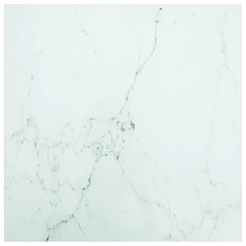 Piano Tavolo Bianco 50x50 cm 6 mm Vetro Temperato Design Marmo