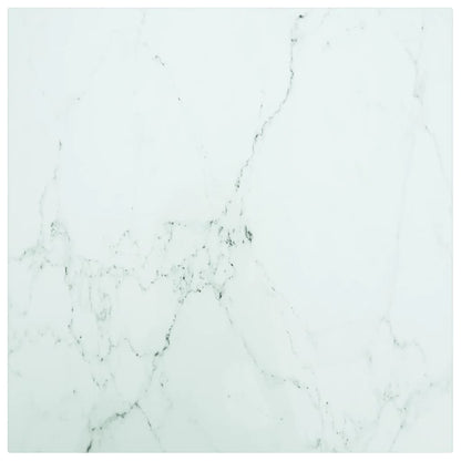 Piano Tavolo Bianco 50x50 cm 6 mm Vetro Temperato Design Marmo