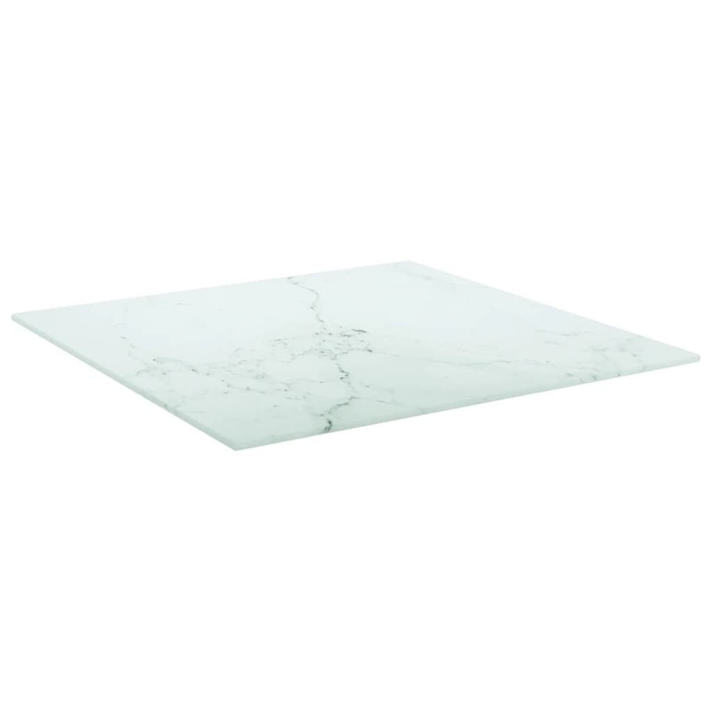 Piano Tavolo Bianco 50x50 cm 6 mm Vetro Temperato Design Marmo