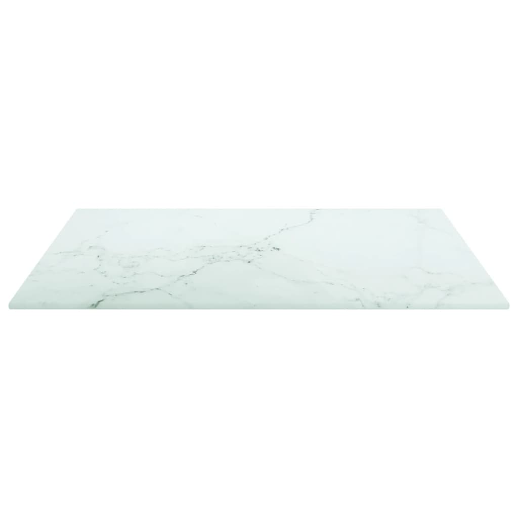 Piano Tavolo Bianco 50x50 cm 6 mm Vetro Temperato Design Marmo