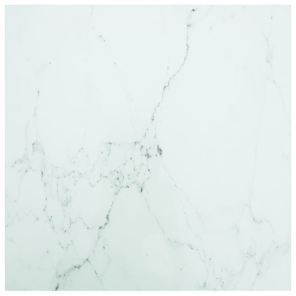 Piano Tavolo Bianco 60x60 cm 6 mm Vetro Temperato Design Marmo