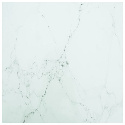 Piano Tavolo Bianco 60x60 cm 6 mm Vetro Temperato Design Marmo