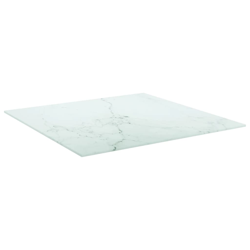 Piano Tavolo Bianco 60x60 cm 6 mm Vetro Temperato Design Marmo