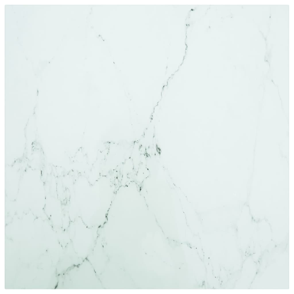 Piano Tavolo Bianco 70x70 cm 6 mm Vetro Temperato Design Marmo