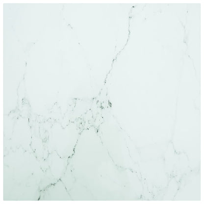 Piano Tavolo Bianco 70x70 cm 6 mm Vetro Temperato Design Marmo