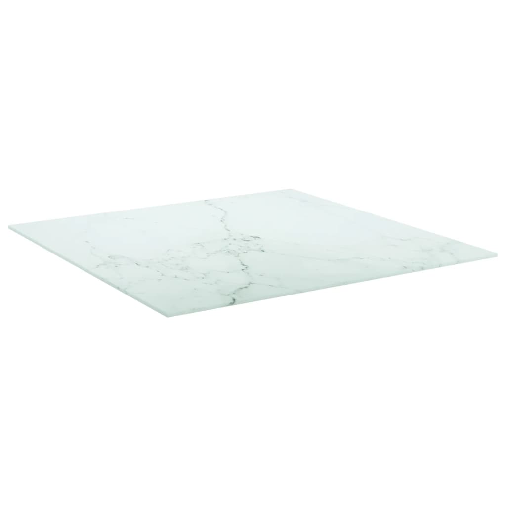 Piano Tavolo Bianco 70x70 cm 6 mm Vetro Temperato Design Marmo