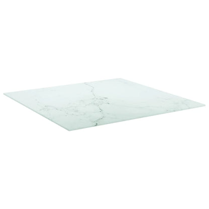 Piano Tavolo Bianco 70x70 cm 6 mm Vetro Temperato Design Marmo