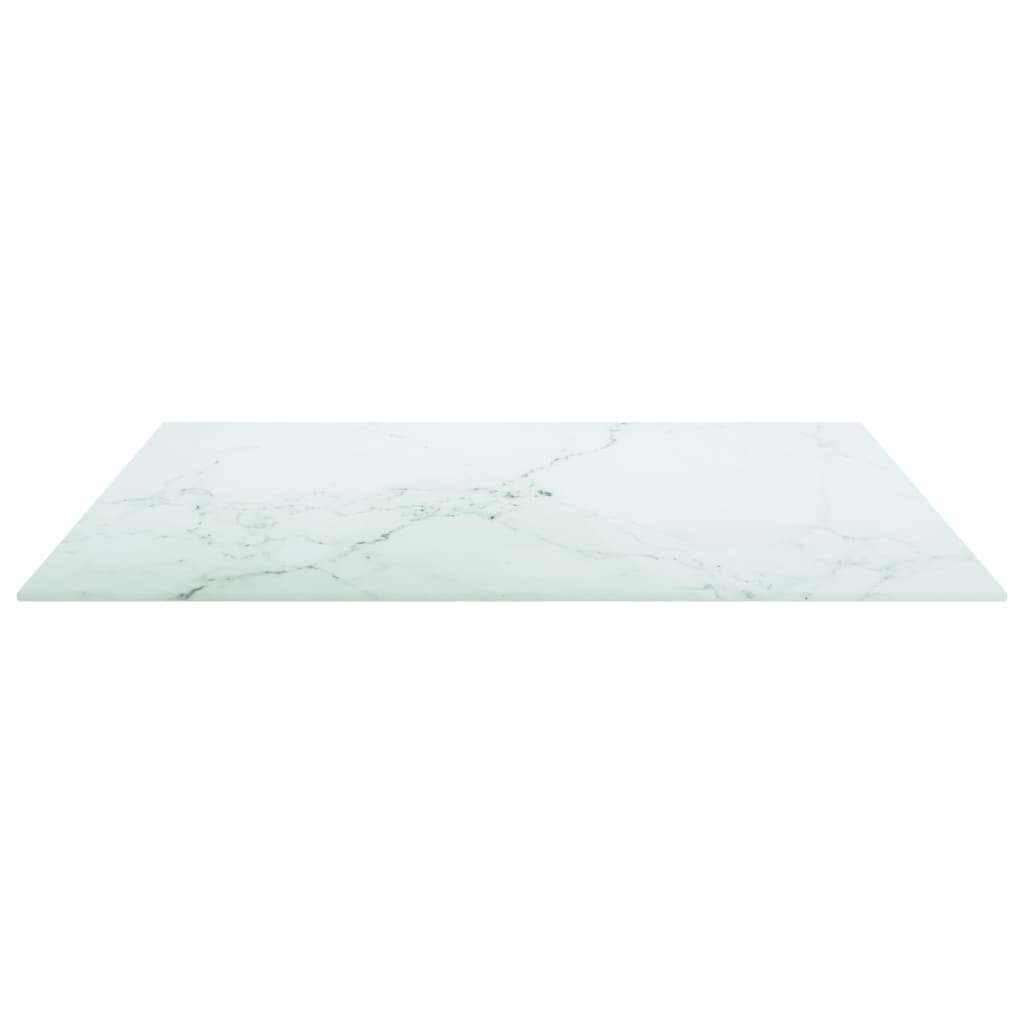 Piano Tavolo Bianco 70x70 cm 6 mm Vetro Temperato Design Marmo
