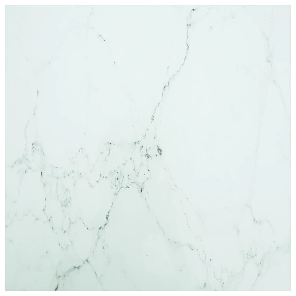 Piano Tavolo Bianco 80x80 cm 6 mm Vetro Temperato Design Marmo