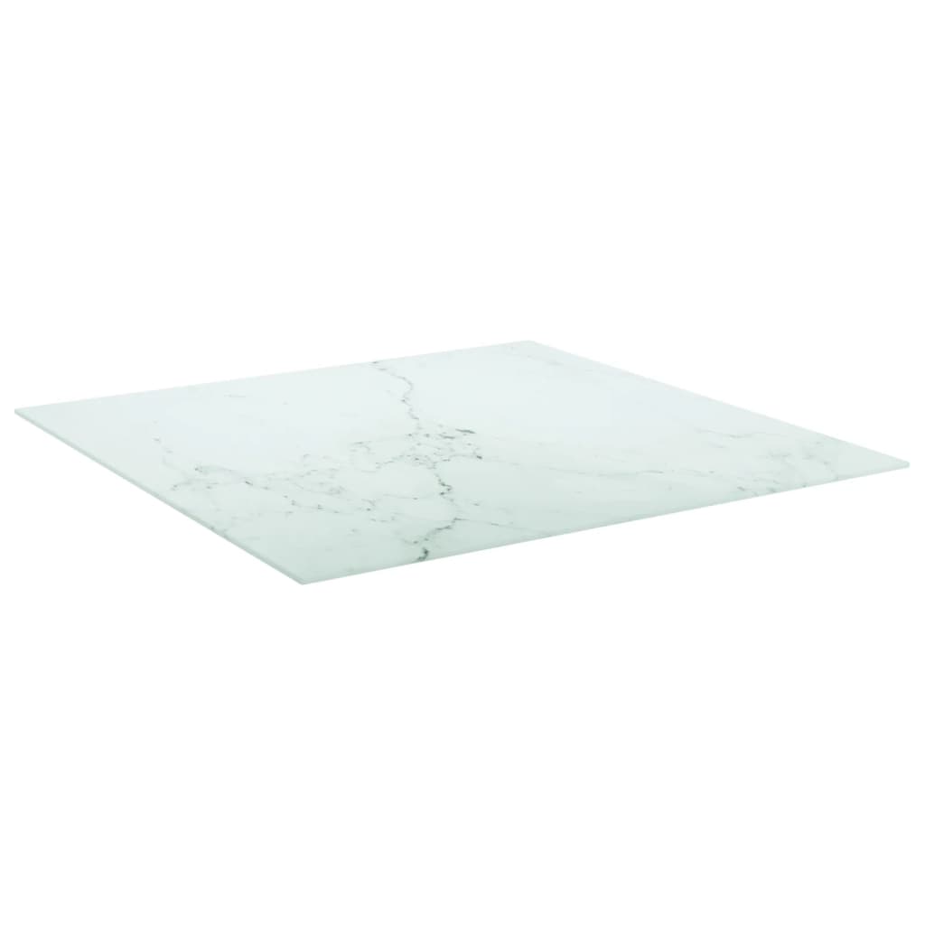 Piano Tavolo Bianco 80x80 cm 6 mm Vetro Temperato Design Marmo