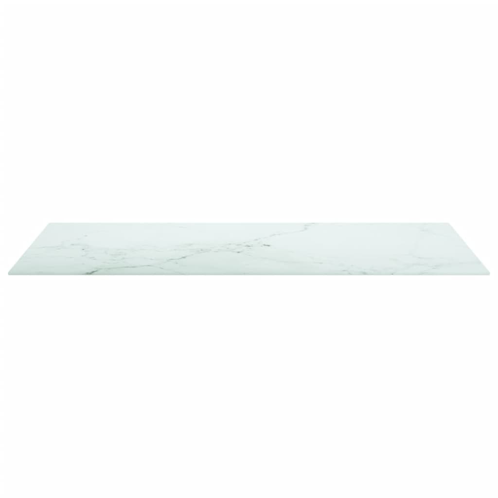 Piano Tavolo Bianco 100x50 cm 6mm Vetro Temperato Design Marmo