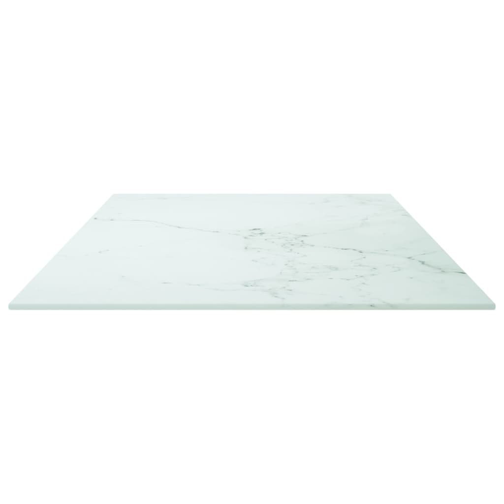 Piano Tavolo Bianco 100x50 cm 6mm Vetro Temperato Design Marmo