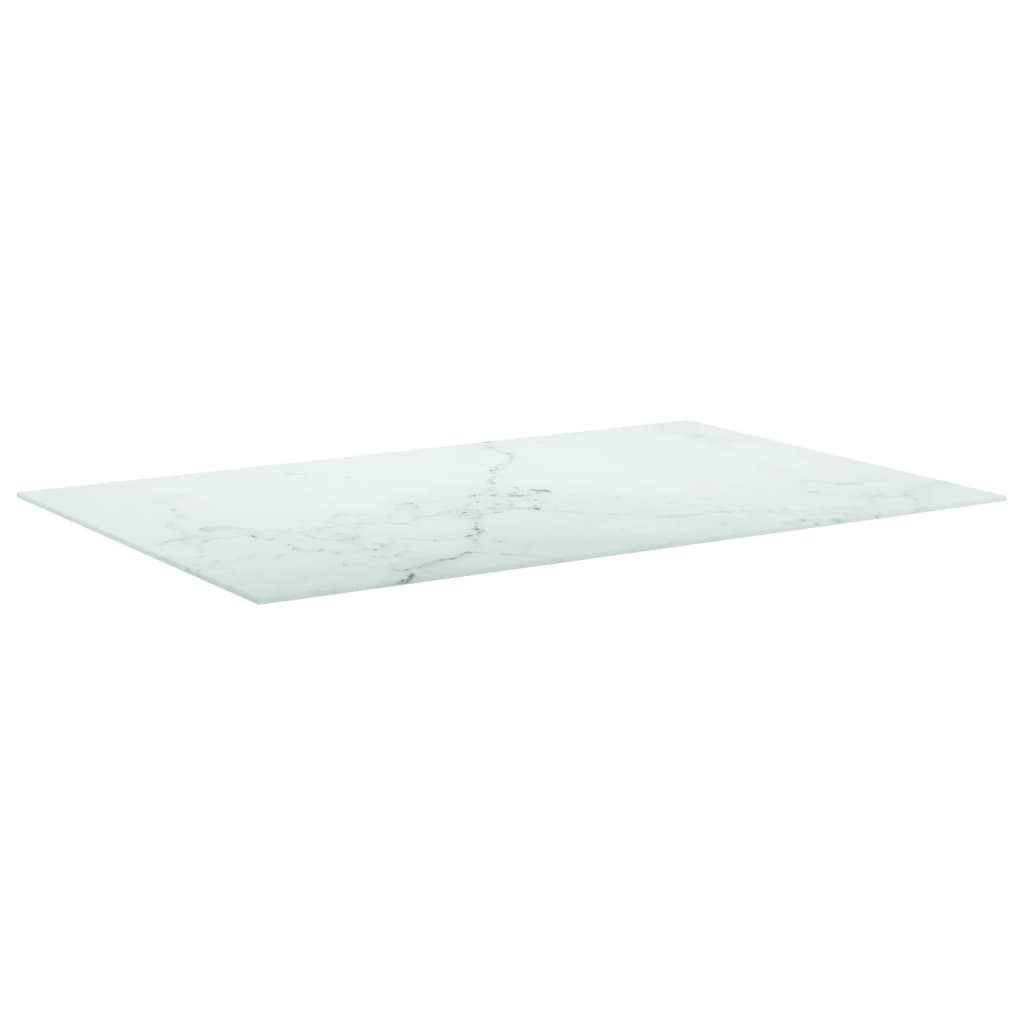 Piano Tavolo Bianco 100x62 cm 8mm Vetro Temperato Design Marmo