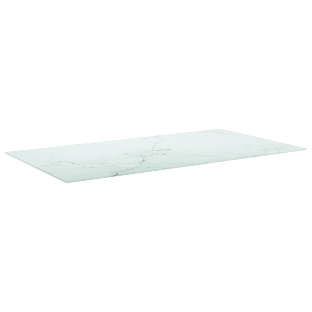 Piano Tavolo Bianco 120x65 cm 8mm Vetro Temperato Design Marmo