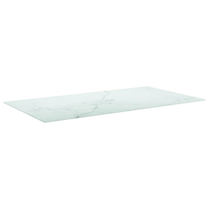 Piano Tavolo Bianco 120x65 cm 8mm Vetro Temperato Design Marmo