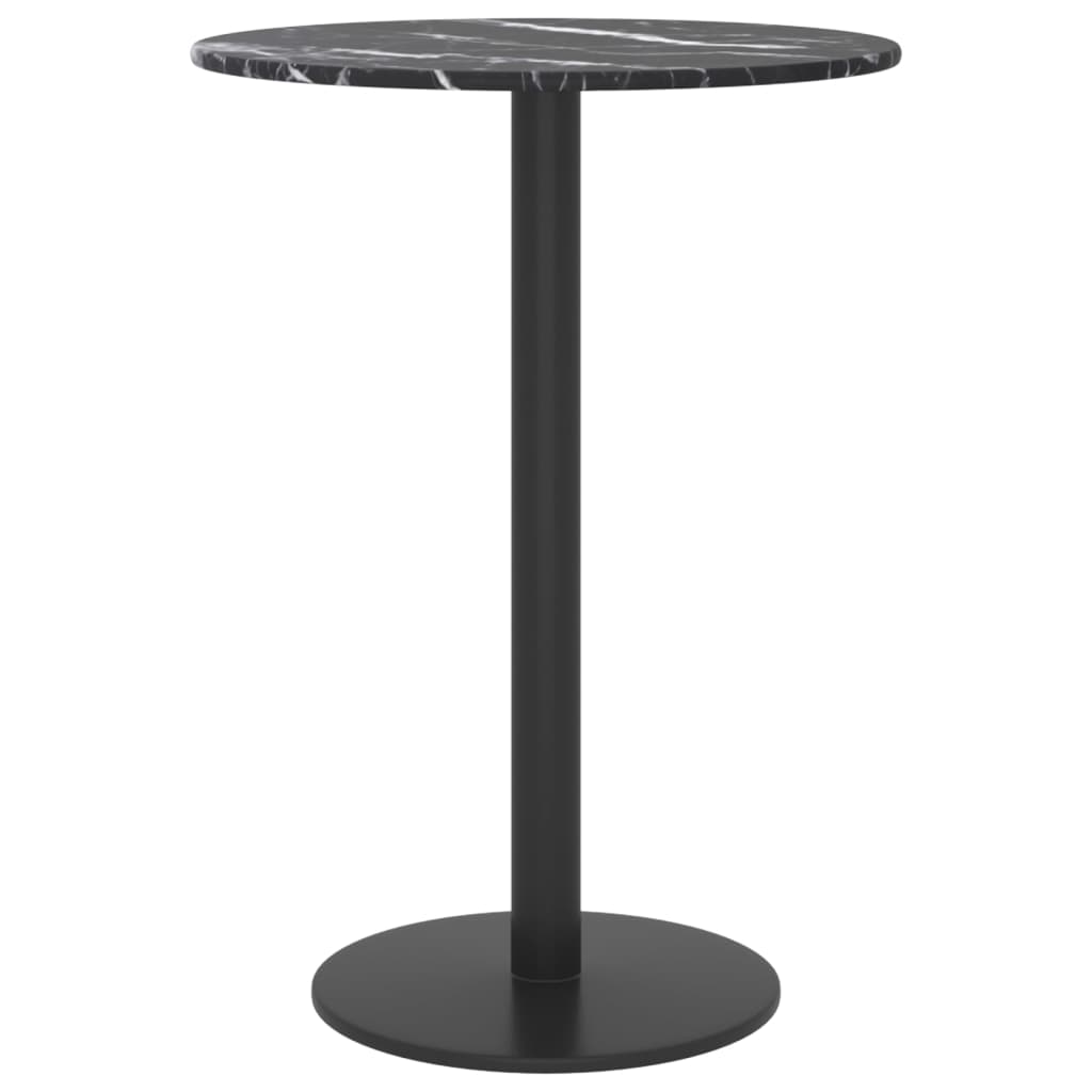 Piano per Tavolo Nero ÃƒËœ30x0,8 cm Vetro Temperato Design Marmo