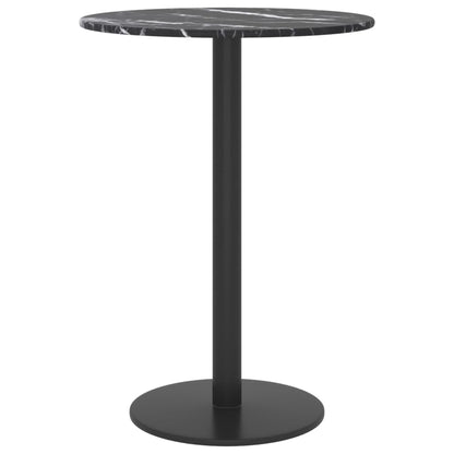 Piano per Tavolo Nero ÃƒËœ30x0,8 cm Vetro Temperato Design Marmo