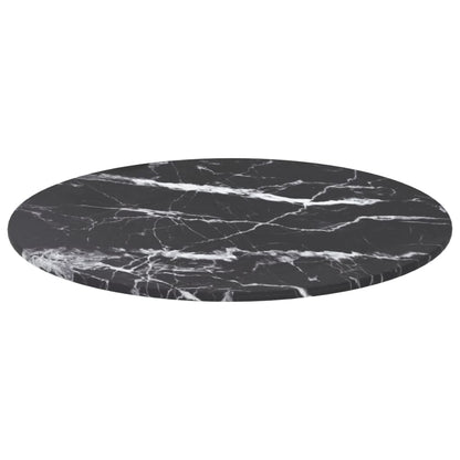 Piano per Tavolo Nero Ã˜40x0,8 cm Vetro Temperato Design Marmo