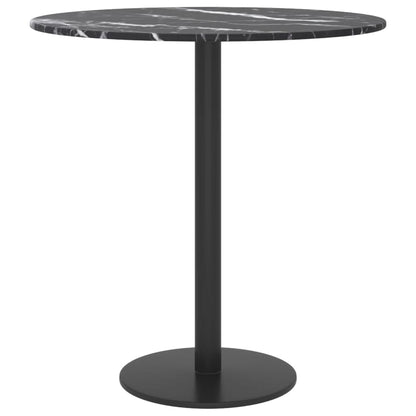 Piano per Tavolo Nero Ã˜40x0,8 cm Vetro Temperato Design Marmo