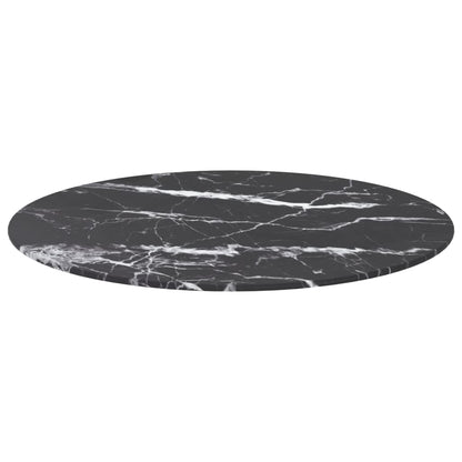 Piano per Tavolo Nero ÃƒËœ60x0,8 cm Vetro Temperato Design Marmo