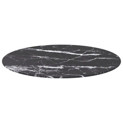 Piano per Tavolo Nero Ã˜30x0,8 cm Vetro Temperato Design Marmo