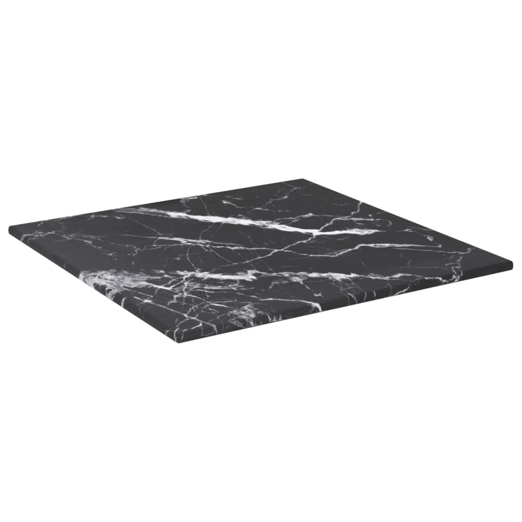 Piano Tavolo Nero 30x30 cm 6 mm Vetro Temperato Design Marmo