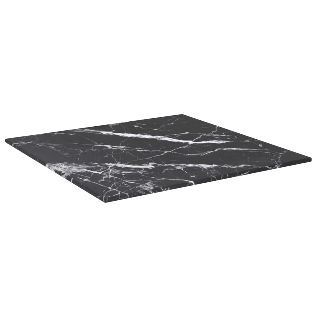 Piano Tavolo Nero 40x40 cm 6 mm Vetro Temperato Design Marmo