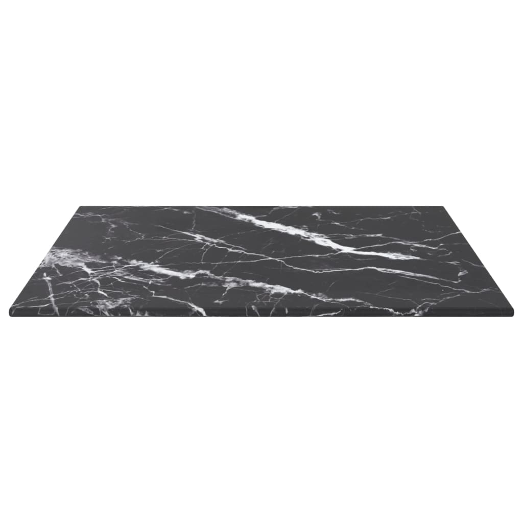 Piano Tavolo Nero 40x40 cm 6 mm Vetro Temperato Design Marmo