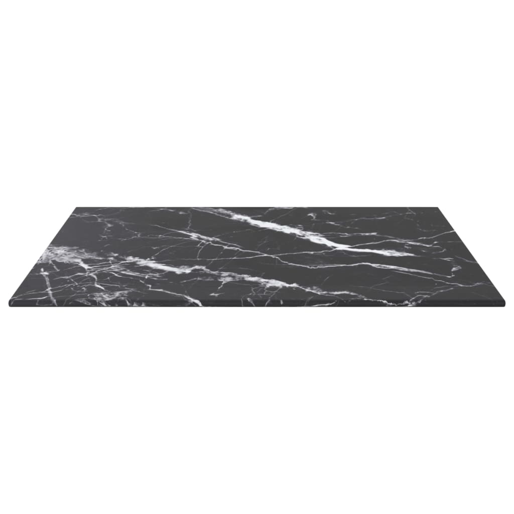 Piano Tavolo Nero 50x50 cm 6 mm Vetro Temperato Design Marmo