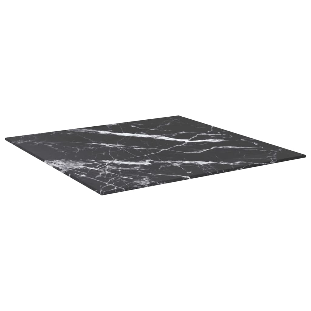 Piano Tavolo Nero 60x60 cm 6 mm Vetro Temperato Design Marmo