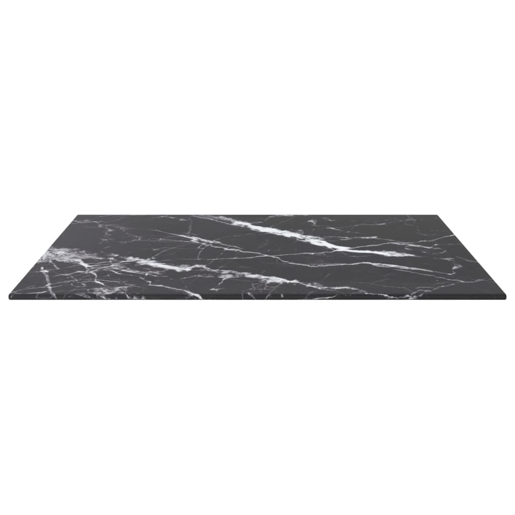 Piano Tavolo Nero 60x60 cm 6 mm Vetro Temperato Design Marmo