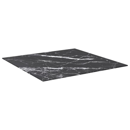 Piano Tavolo Nero 70x70 cm 6 mm Vetro Temperato Design Marmo